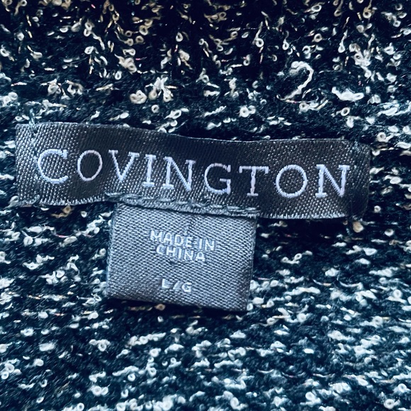 Women’s Large Sweater Cardigan Covington Gray Silver Threading Hook Close Knit - Picture 9 of 11